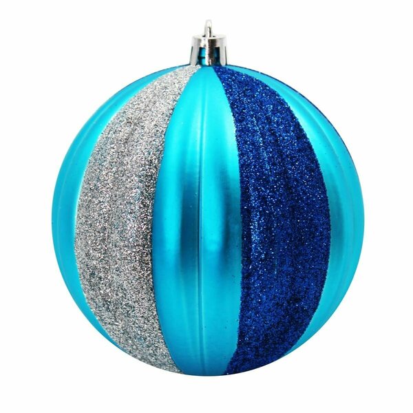 Queens Of Christmas Ball Ornaments Blue Aqua & Silver, 12PK ORNPK-STRPB-BLS-12